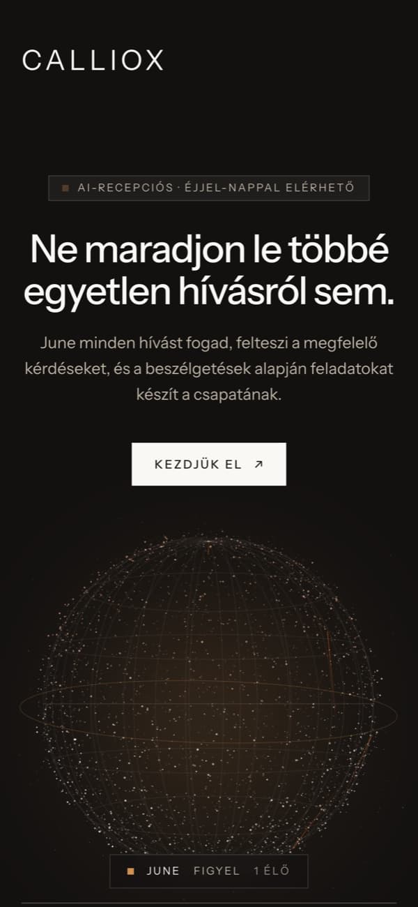 A Calliox weboldala telefonon